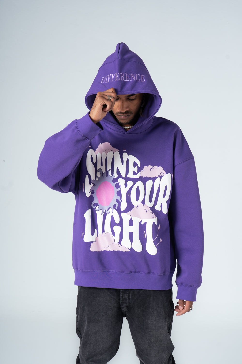 Purple Trendy Printed Hoodie