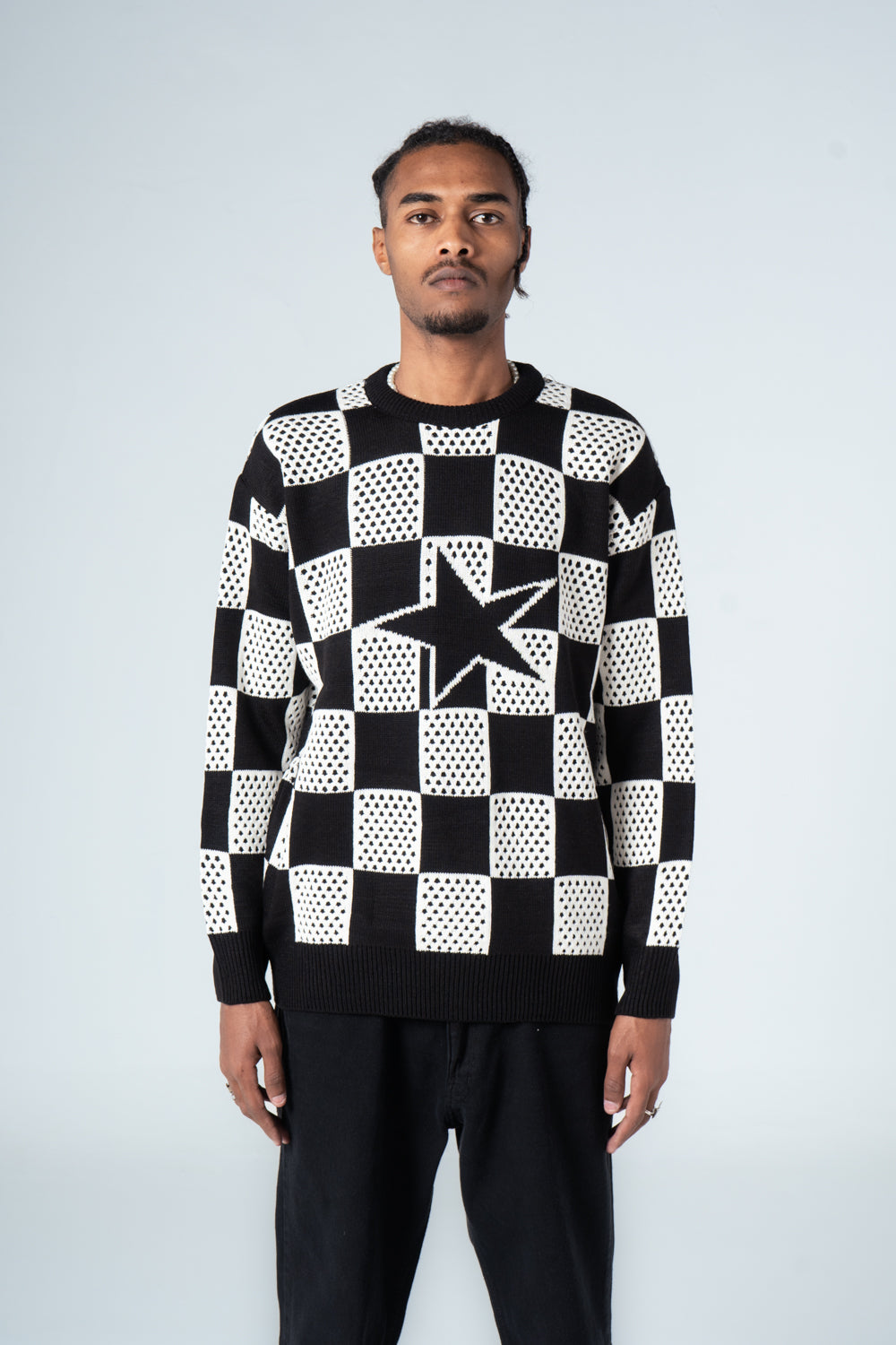 Bi-Tone Checkered Pullover