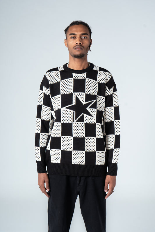 Bi-Tone Checkered Pullover