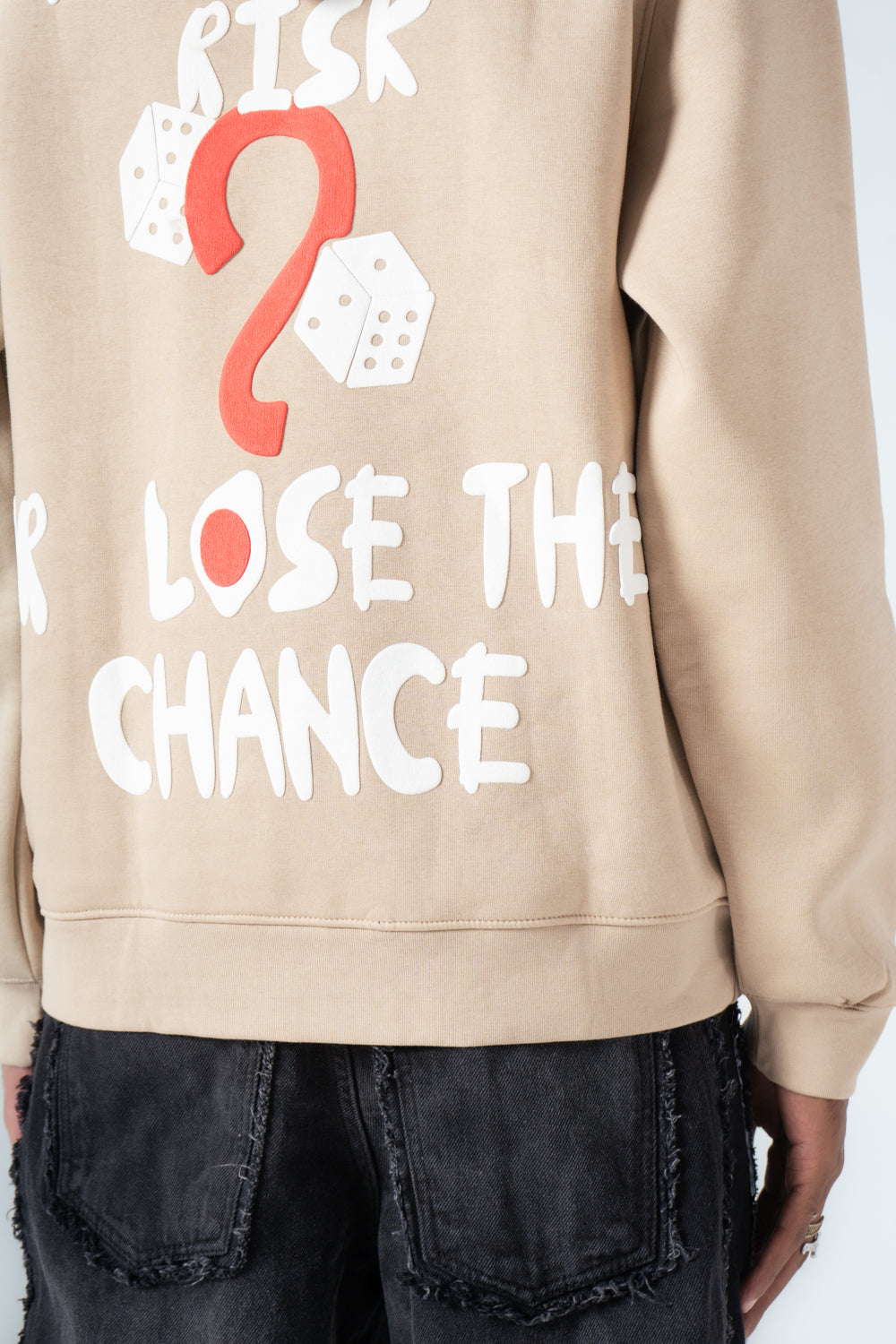 Beige Casual Back Printed Hoodie