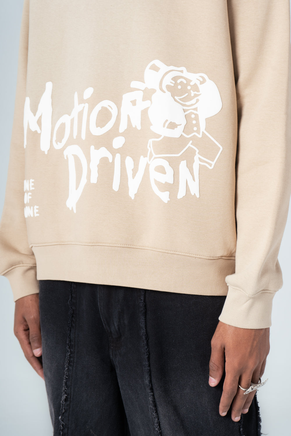 Beige Casual Back Printed Hoodie