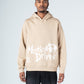 Beige Casual Back Printed Hoodie