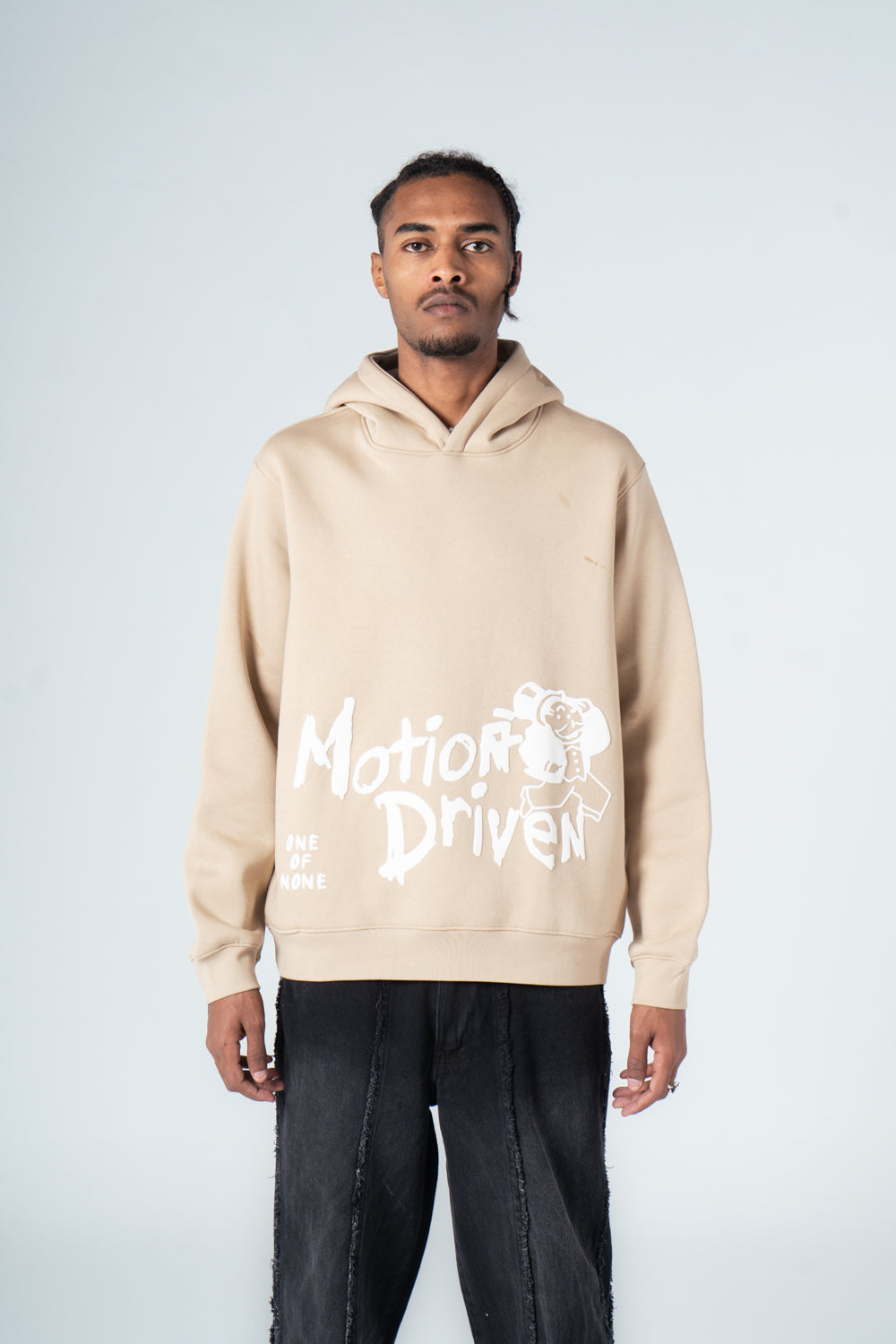 Beige Casual Back Printed Hoodie