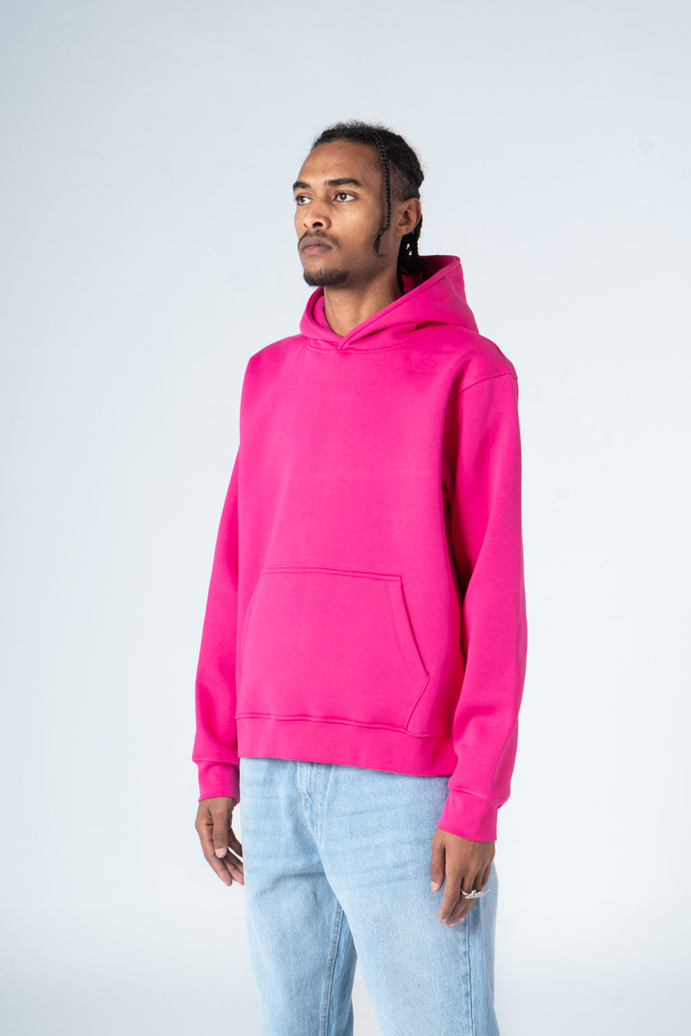 Hot Pink Durable Plain Hoodie