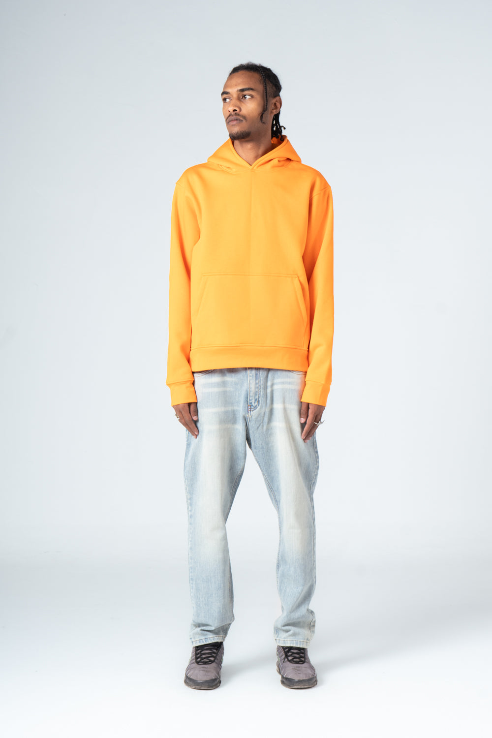 Orange Durable Plain Hoodie