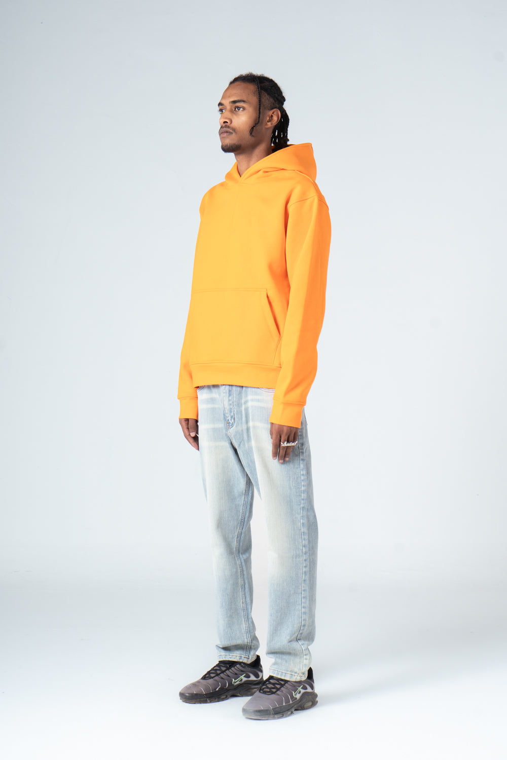 Orange Durable Plain Hoodie