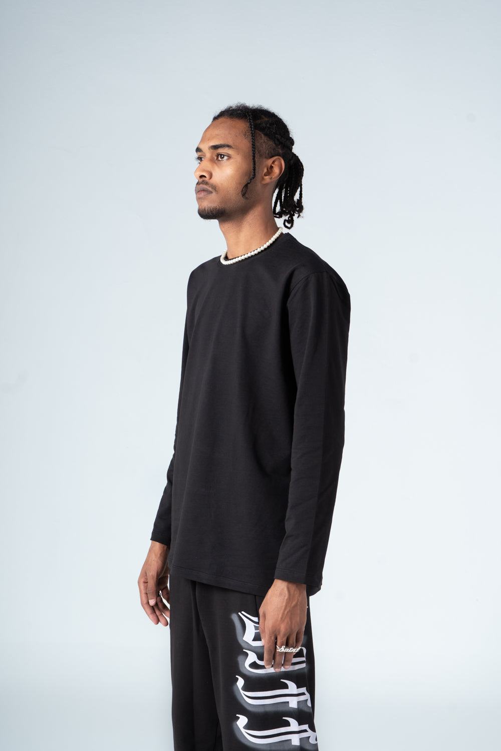 Black Solid Cotton Basic T-shirt