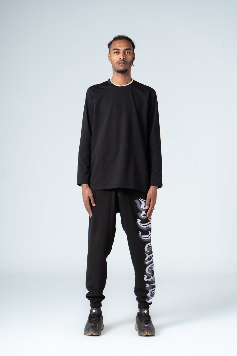 Black Side Printed Sweatpants