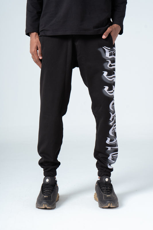 Black Side Printed Sweatpants