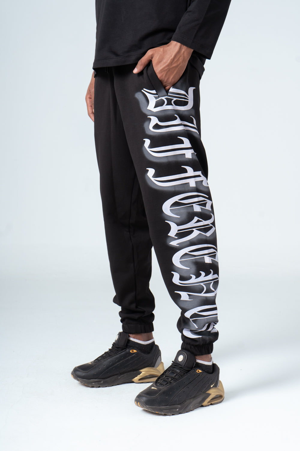 Black Side Printed Sweatpants