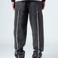 Dark Gray Embroidered Jeans with Fringe