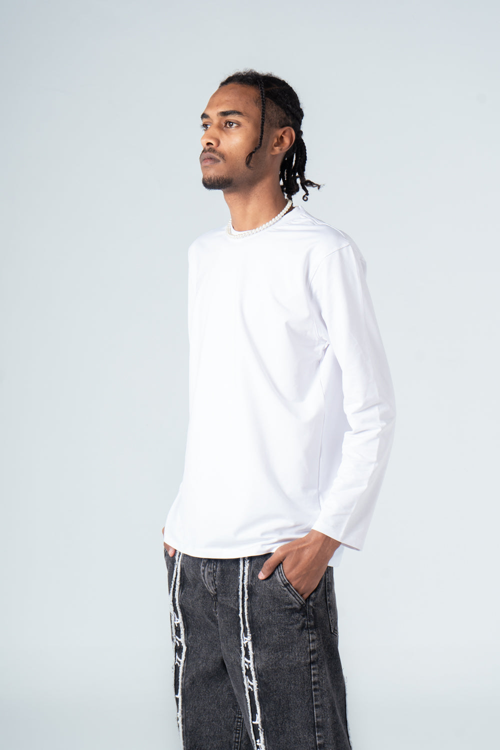 White Long Sleeve Basic T-shirt