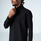 Black Quarter Zip Ribbed Sweater