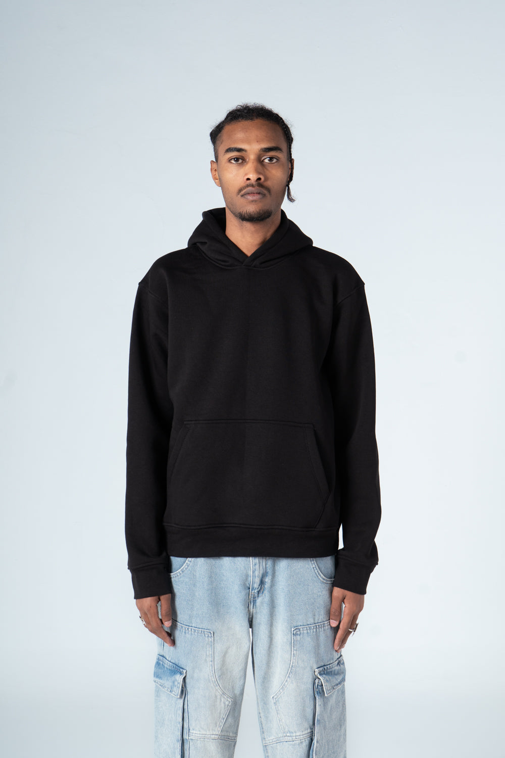 Black Durable Plain Hoodie