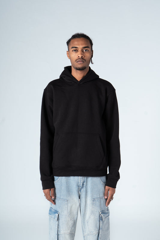 Black Durable Plain Hoodie