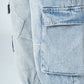 Denim Blue Side Flap Pockets Straight Jeans