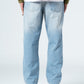 Light Blue Ribbed Straight Leg Jeans