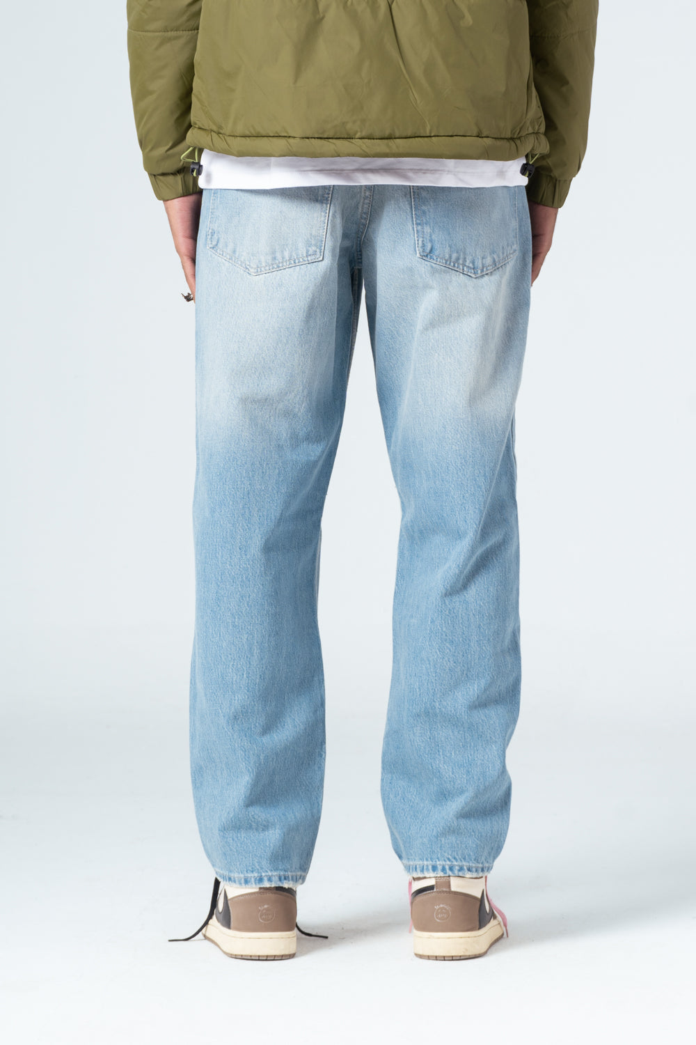 Light Blue Ribbed Straight Leg Jeans