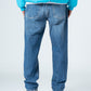 Blue Flexible Ribbed Hem Jeans