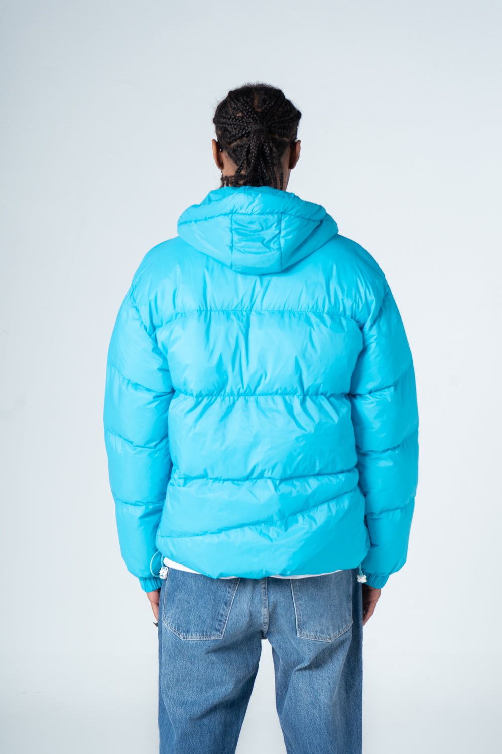 Sky Blue Waterproof Hooded Puffer Jacket