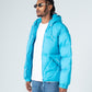 Sky Blue Waterproof Hooded Puffer Jacket