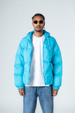 Sky Blue Waterproof Hooded Puffer Jacket