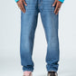 Blue Flexible Ribbed Hem Jeans