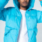 Sky Blue Waterproof Hooded Puffer Jacket