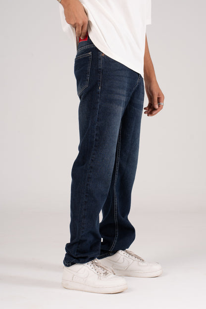 Dark Blue Straight leg Pants - بنطلون جينز برجل مستقيمة