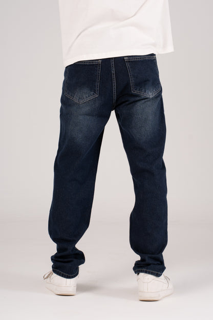 Dark Blue Straight leg Pants - بنطلون جينز برجل مستقيمة