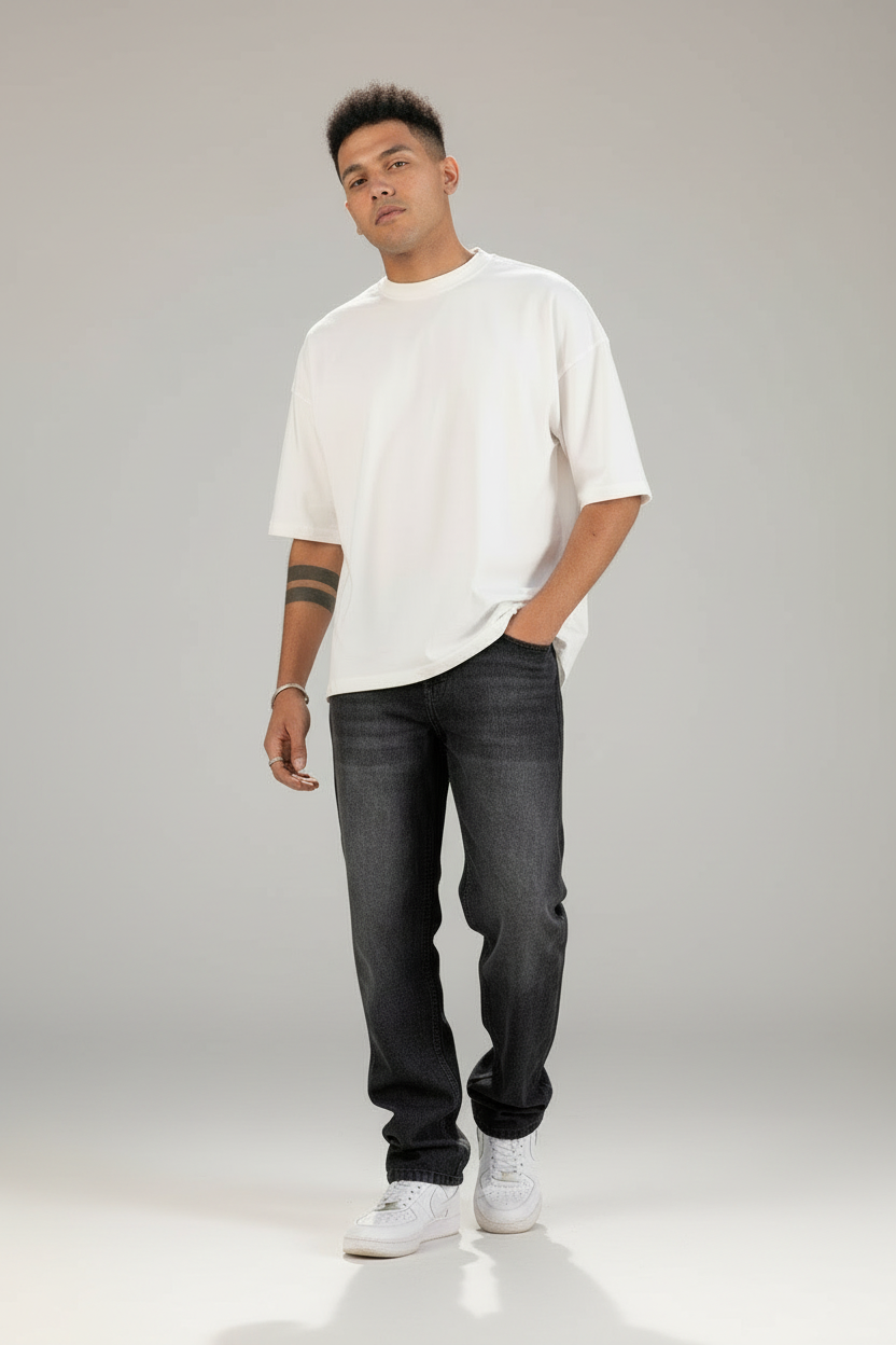 Faded Black Straight leg Pants