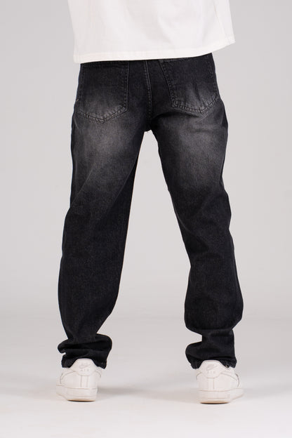 Faded Black Straight leg Pants - بنطلون جينز برجل مستقيمة