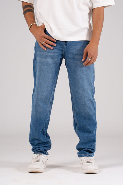 Sky Blue Straight leg Pants -  بنطلون جينز برجل مستقيمة