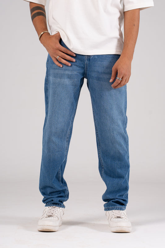 Sky Blue Straight leg Pants -  بنطلون جينز برجل مستقيمة