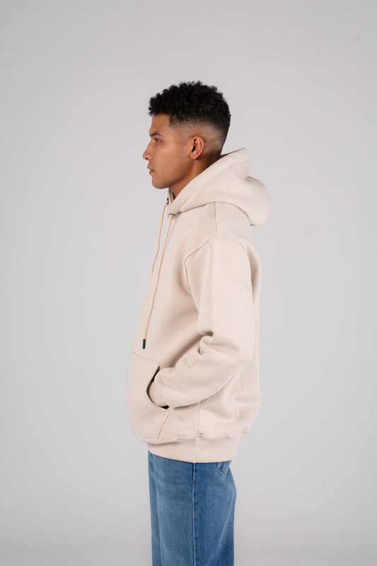 Beige Plain Melton Hoodie -  هودي ميلتون سادة