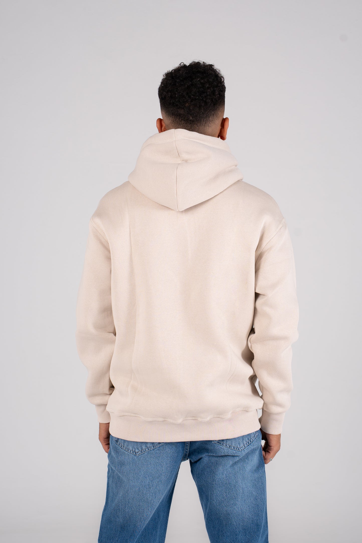 Beige Plain Melton Hoodie -  هودي ميلتون سادة