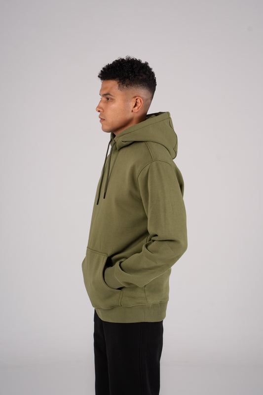 Olive Plain Melton Hoodie -  هودي ميلتون سادة