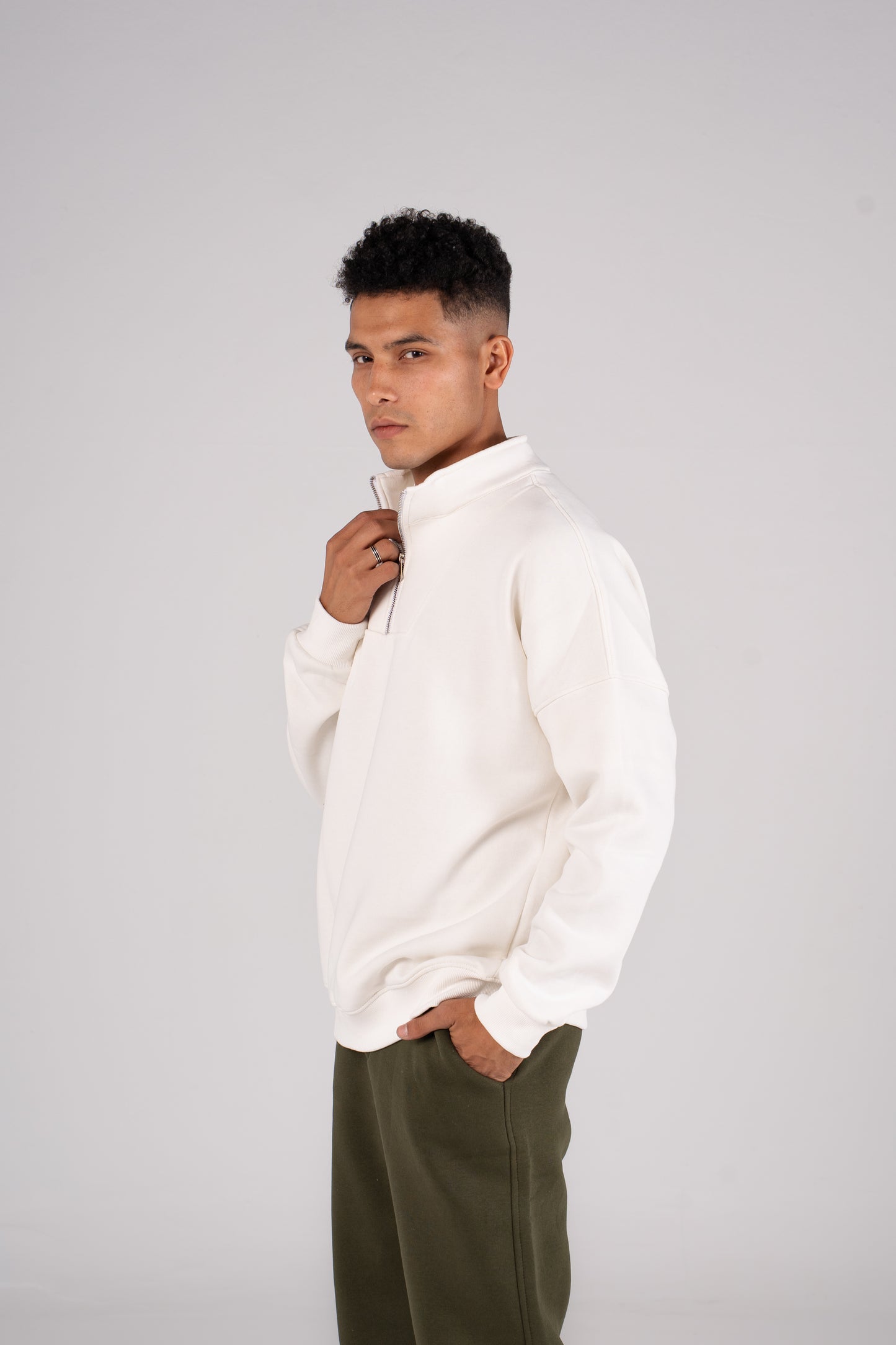 Zipper Melton Sweatshirt