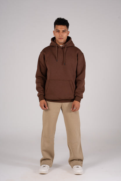 Brown Plain Melton Hoodie -  هودي ميلتون سادة