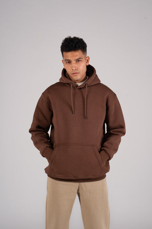 Brown Plain Melton Hoodie -  هودي ميلتون سادة