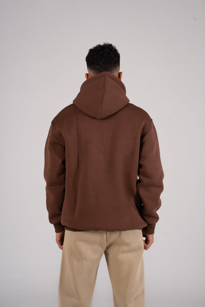 Brown Plain Melton Hoodie -  هودي ميلتون سادة