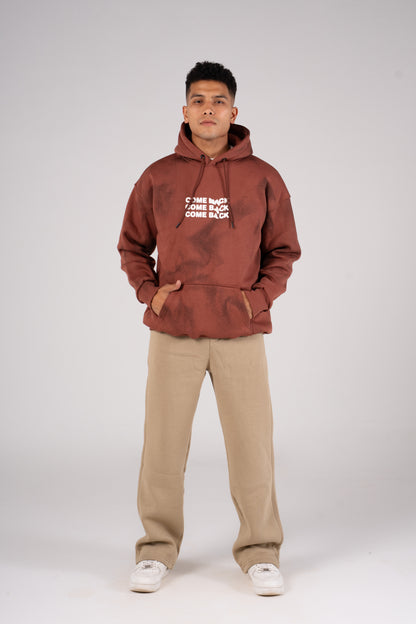 Brick Brown Tie Dye Melton Hoodie - هودي ميلتون بطبعة