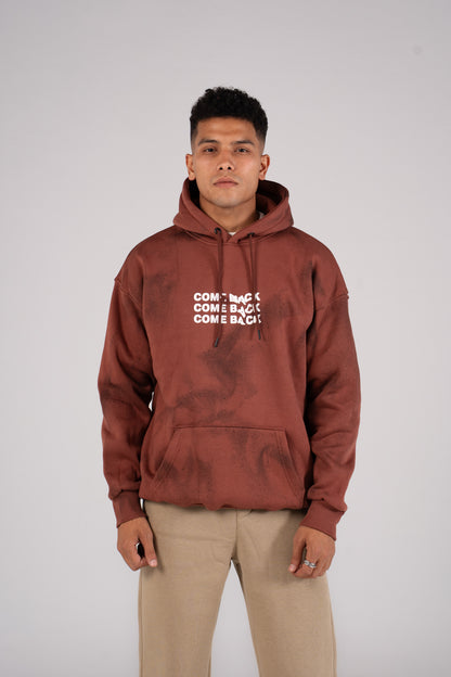 Brick Brown Tie Dye Melton Hoodie - هودي ميلتون بطبعة