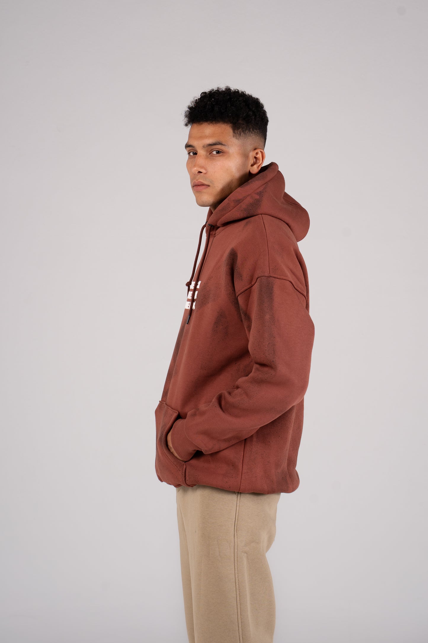 Brick Brown Tie Dye Melton Hoodie - هودي ميلتون بطبعة