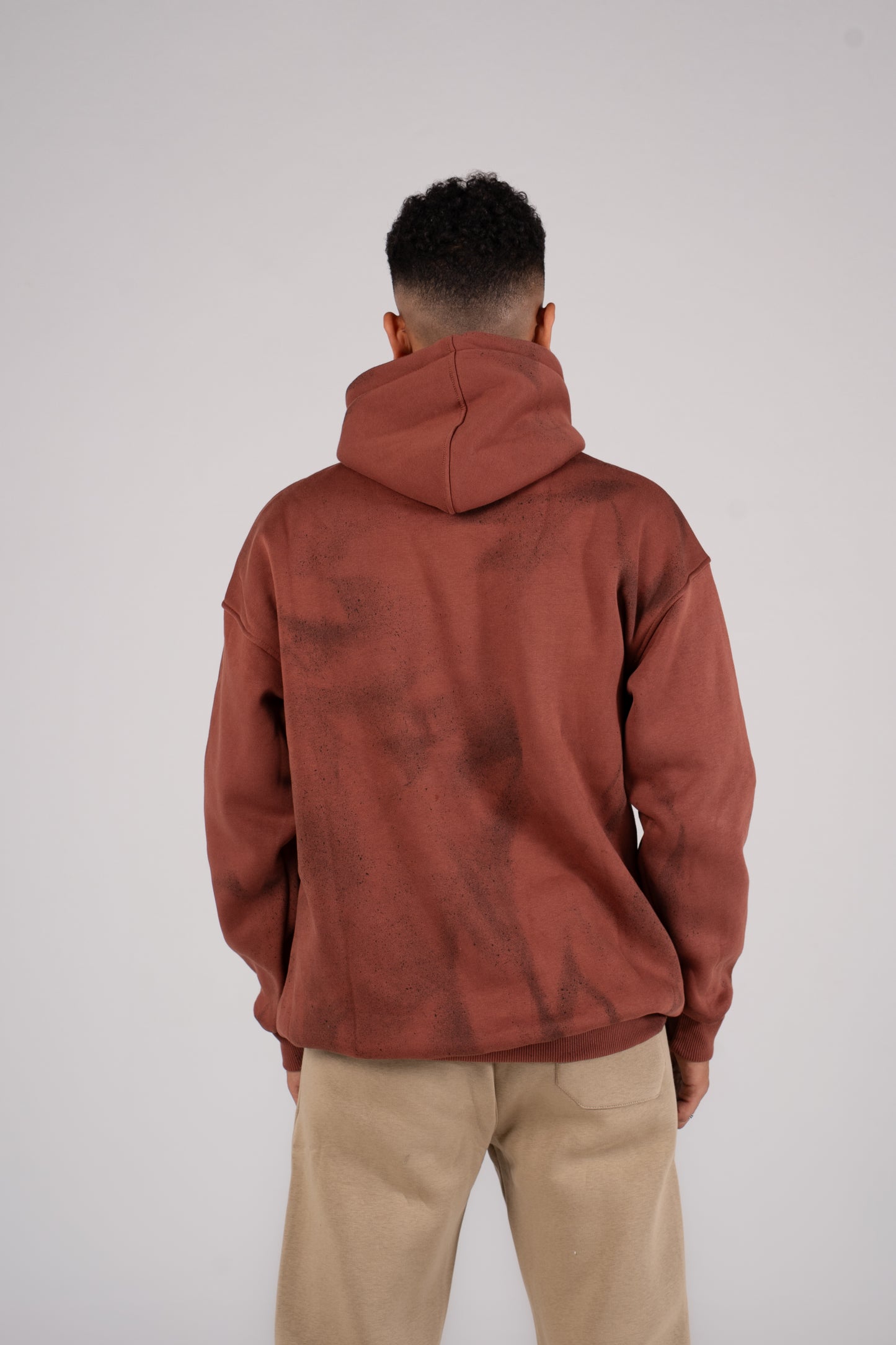 Brick Brown Tie Dye Melton Hoodie - هودي ميلتون بطبعة