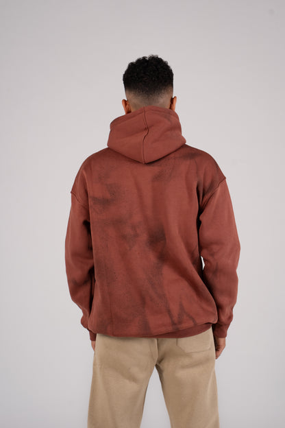 Brick Brown Tie Dye Melton Hoodie - هودي ميلتون بطبعة