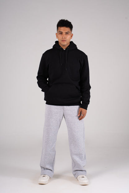 Black Plain Melton Hoodie - هودي ميلتون سادة