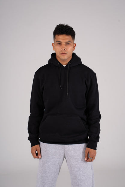 Black Plain Melton Hoodie - هودي ميلتون سادة