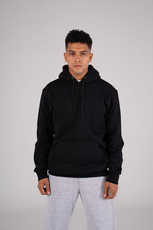 Black Plain Melton Hoodie - هودي ميلتون سادة