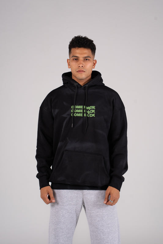 Black Tie Dye Melton Hoodie -  هودي ميلتون بطبعة